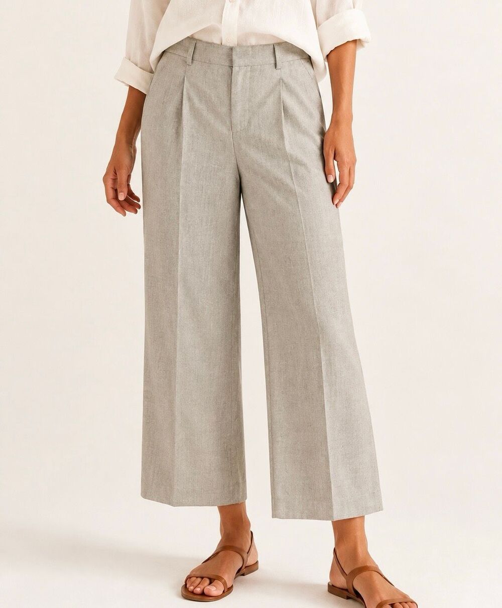 Lafayette 148 New York NWT taupe melange pleat crop pant 4
